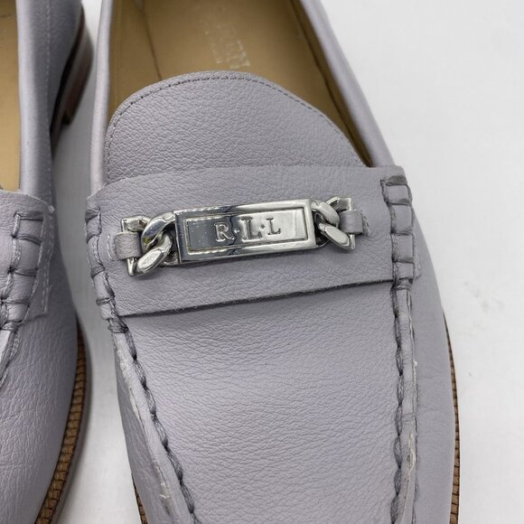 Ralph Lauren Bedelia Leather Loafer Women's 9.5 Lavender Grey Old Money Preppy - Picture 4 of 14